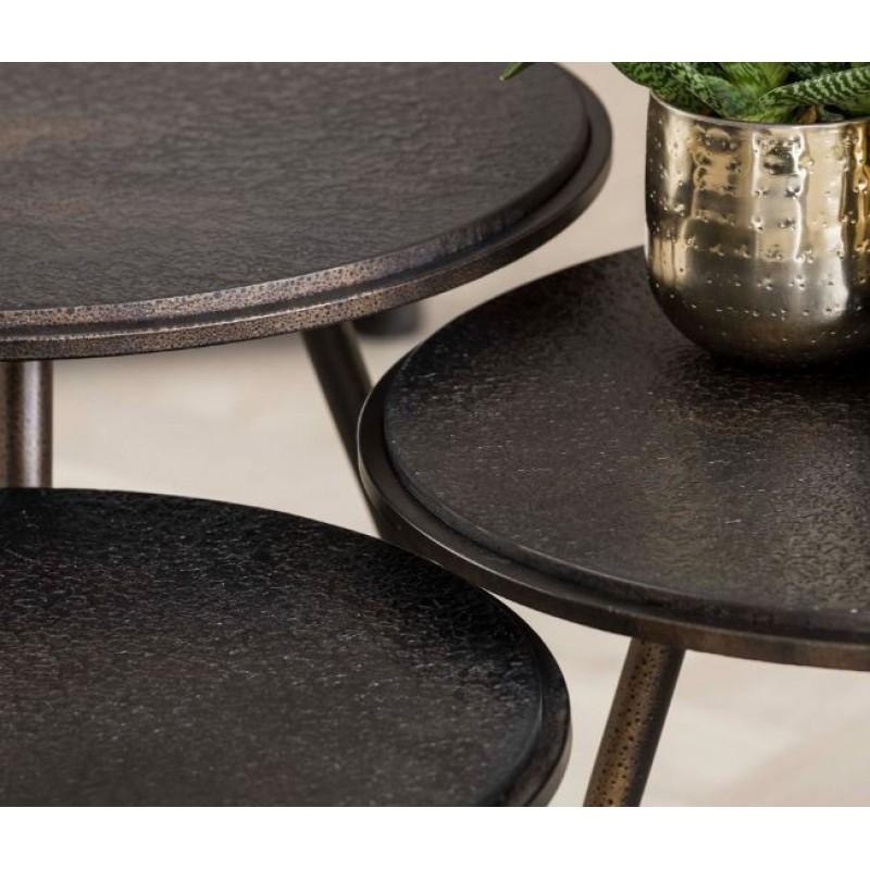 ZI Metallic Coffee Table Round Layer Black